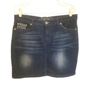 No Fuze Jr Sz 15 Embellished Blingged Pockets Denim Skirt